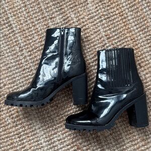 Black Patent Leather Ankle Boots